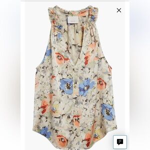 Cinq à Sept Jessie floral print silk sleeveless top in ivory multi